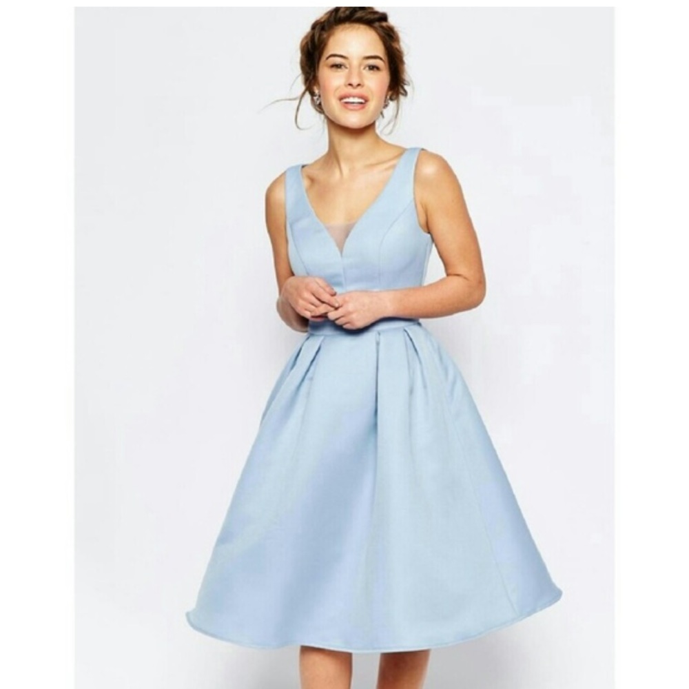 Chi Chi London Petite Skater Midi Dress With Keyhole Back